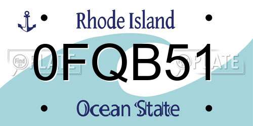 0FQB51 Rhode Island License Plate