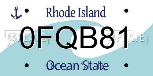 0FQB81 Rhode Island License Plate