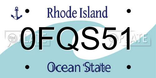 0FQS51 Rhode Island License Plate