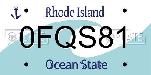 0FQS81 Rhode Island License Plate