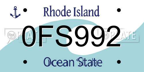 0FS992 Rhode Island License Plate