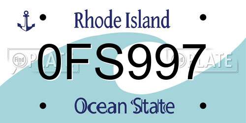 0FS997 Rhode Island License Plate