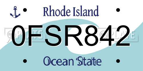 0FSR842 Rhode Island License Plate