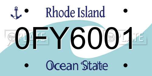 0FY6001 Rhode Island License Plate