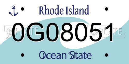 0G08051 Rhode Island License Plate