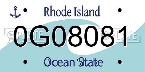 0G08081 Rhode Island License Plate