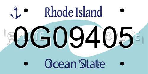 0G09405 Rhode Island License Plate