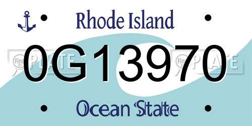 0G13970 Rhode Island License Plate