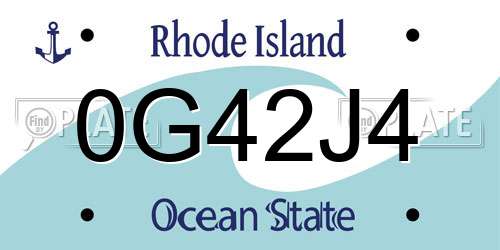 0G42J4 Rhode Island License Plate