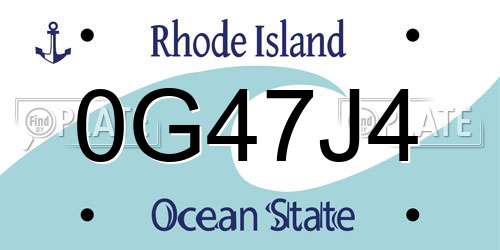 0G47J4 Rhode Island License Plate