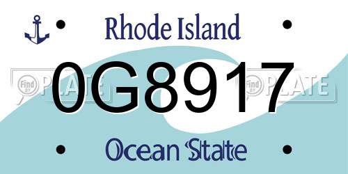 0G8917 Rhode Island License Plate