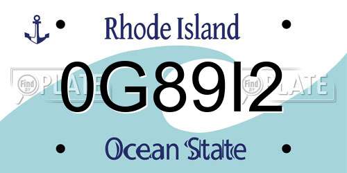 0G89I2 Rhode Island License Plate