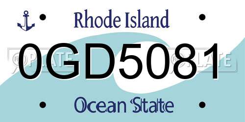 0GD5081 Rhode Island License Plate