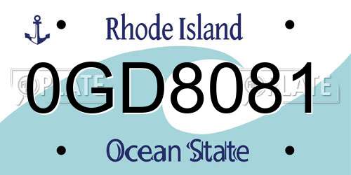 0GD8081 Rhode Island License Plate