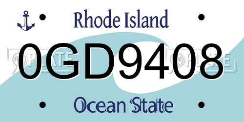 0GD9408 Rhode Island License Plate