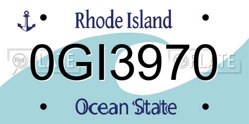 0GI3970 Rhode Island License Plate