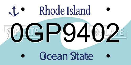 0GP9402 Rhode Island License Plate