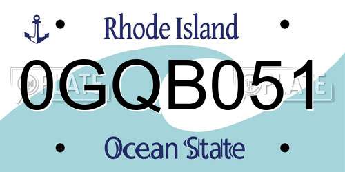 0GQB051 Rhode Island License Plate