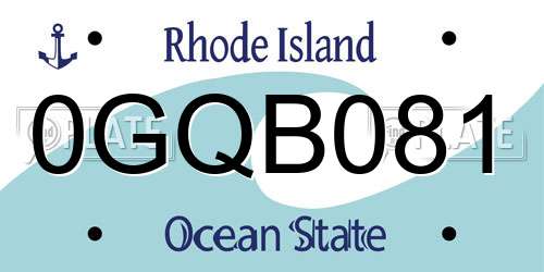 0GQB081 Rhode Island License Plate