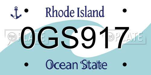 0GS917 Rhode Island License Plate