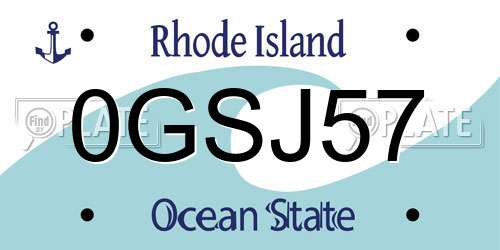 0GSJ57 Rhode Island License Plate