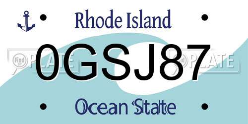 0GSJ87 Rhode Island License Plate