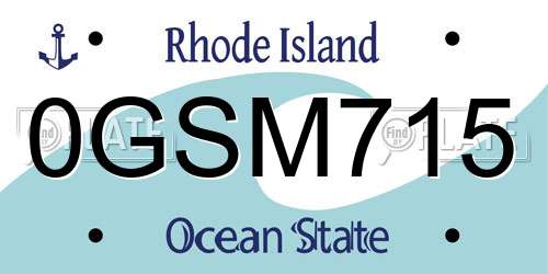 0GSM715 Rhode Island License Plate