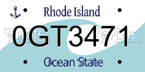 0GT3471 Rhode Island License Plate