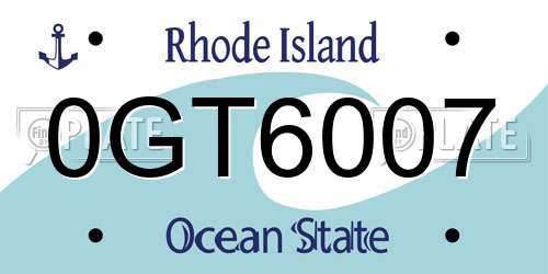 0GT6007 Rhode Island License Plate