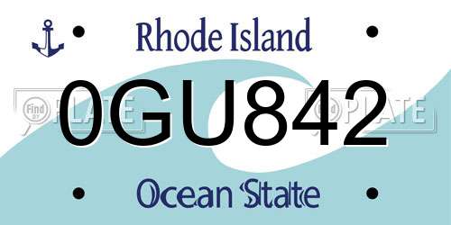 0GU842 Rhode Island License Plate