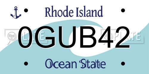 0GUB42 Rhode Island License Plate