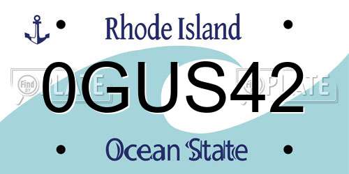 0GUS42 Rhode Island License Plate