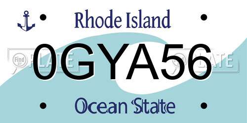 0GYA56 Rhode Island License Plate