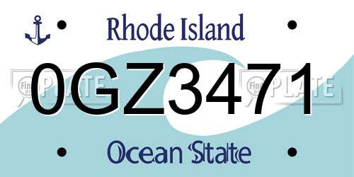 0GZ3471 Rhode Island License Plate