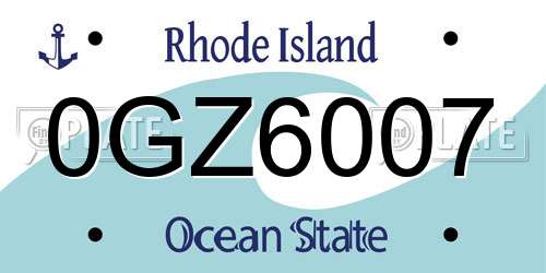 0GZ6007 Rhode Island License Plate