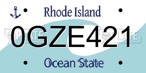 0GZE421 Rhode Island License Plate