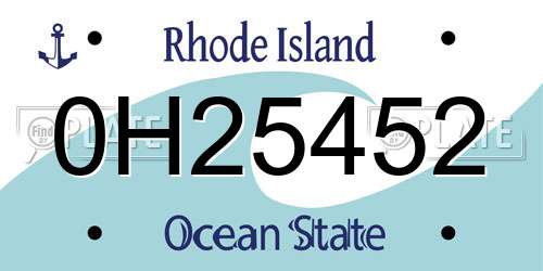0H25452 Rhode Island License Plate