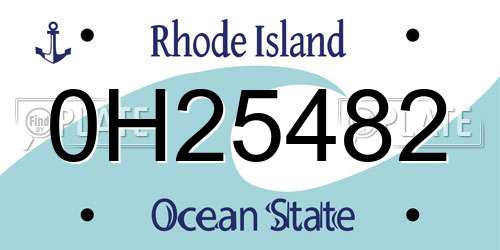 0H25482 Rhode Island License Plate