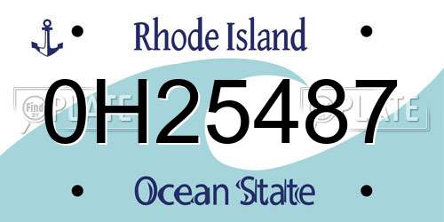 0H25487 Rhode Island License Plate