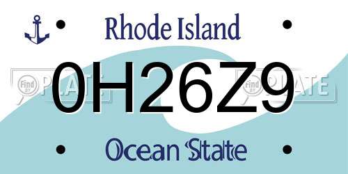 0H26Z9 Rhode Island License Plate