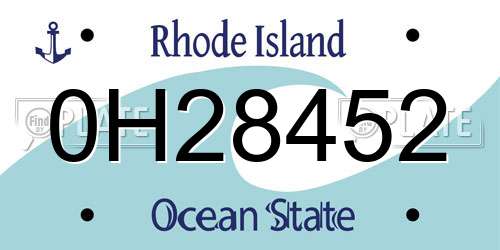 0H28452 Rhode Island License Plate
