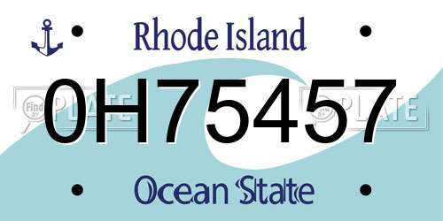 0H75457 Rhode Island License Plate