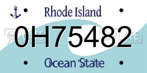 0H75482 Rhode Island License Plate