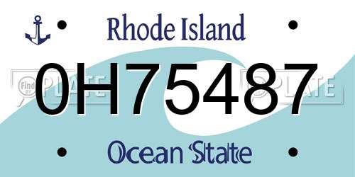 0H75487 Rhode Island License Plate