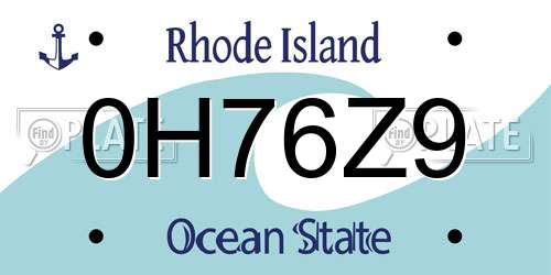 0H76Z9 Rhode Island License Plate