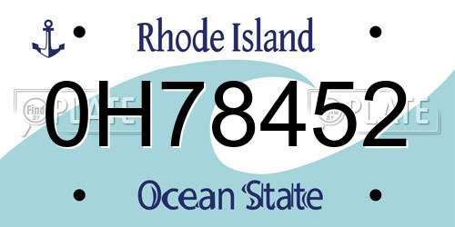0H78452 Rhode Island License Plate
