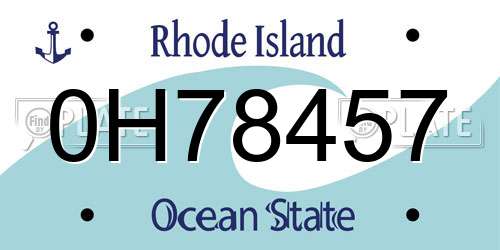 0H78457 Rhode Island License Plate