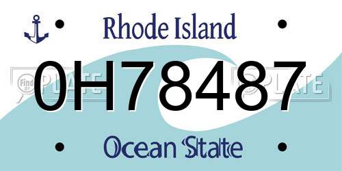 0H78487 Rhode Island License Plate