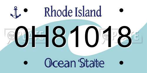 0H81018 Rhode Island License Plate