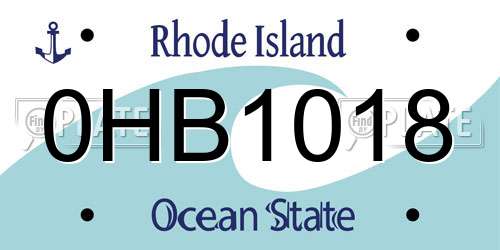0HB1018 Rhode Island License Plate
